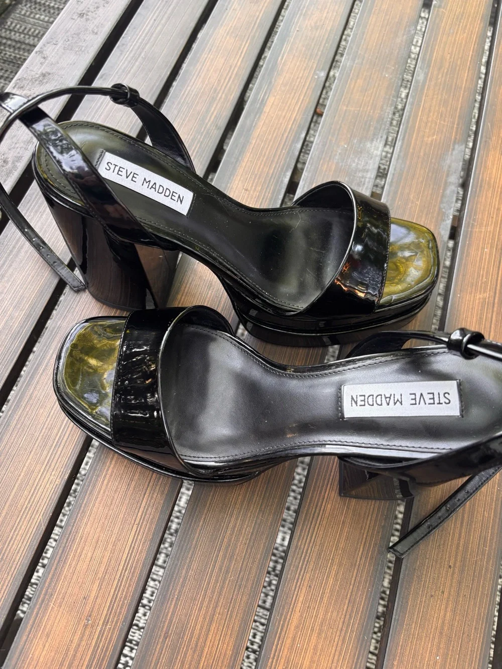 Steve Madden Black Patent Platform Heels 9.5 Gothic Grunge